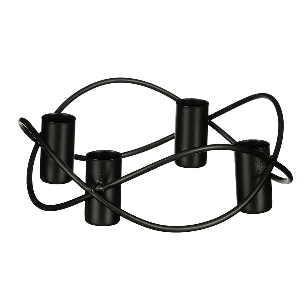 Edelman metalen kandelaar voor 4 kaarsen 5.5x17 cm zwart