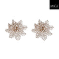 Mica decorations clip poinsettia 3x13.5 cm 2 stuks champagne