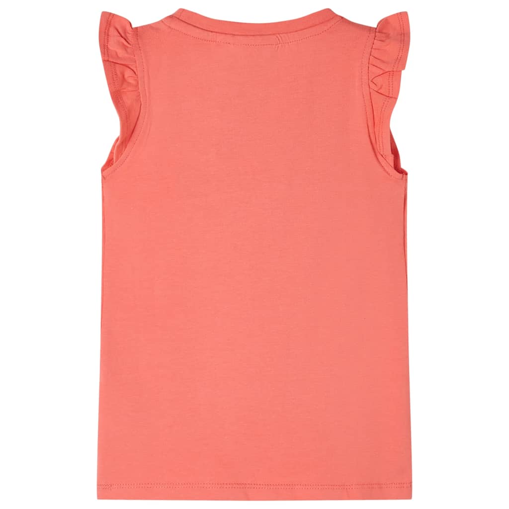 VidaXL Kindershirt met ruches aan de mouwen 104 koraalkleurig