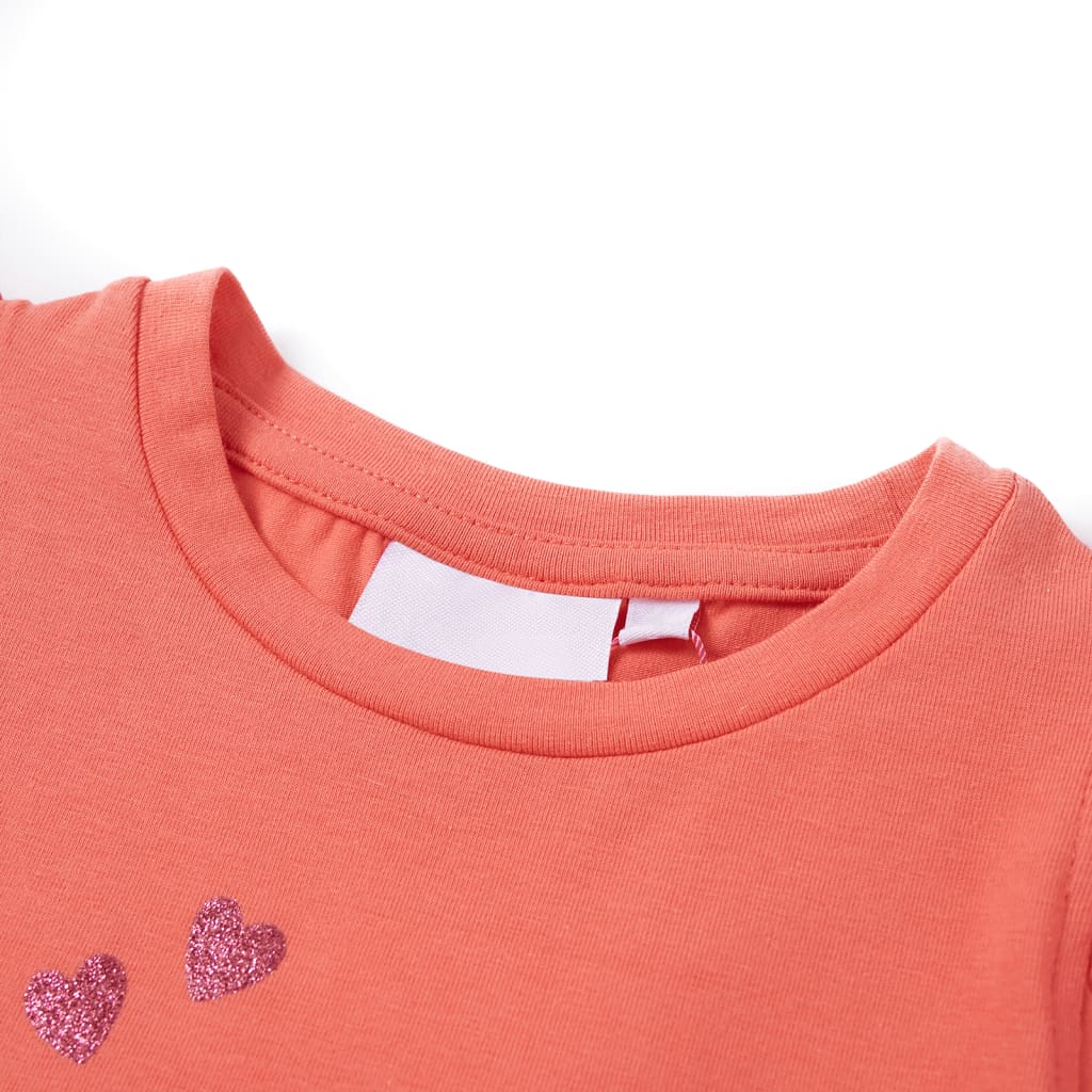 VidaXL Kindershirt met ruches aan de mouwen 104 koraalkleurig