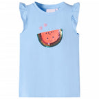 VidaXL Kindershirt met ruches aan de mouwen 92 lichtblauw