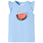 VidaXL Kindershirt met ruches aan de mouwen 116 lichtblauw