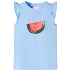 VidaXL Kindershirt met ruches aan de mouwen 128 lichtblauw