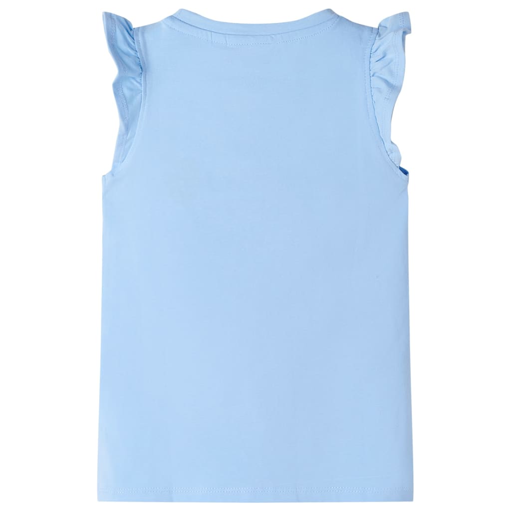 VidaXL Kindershirt met ruches aan de mouwen 128 lichtblauw