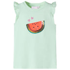 Vidaxl kindershirt met ruches aan de mouwen 116 zachtgroen