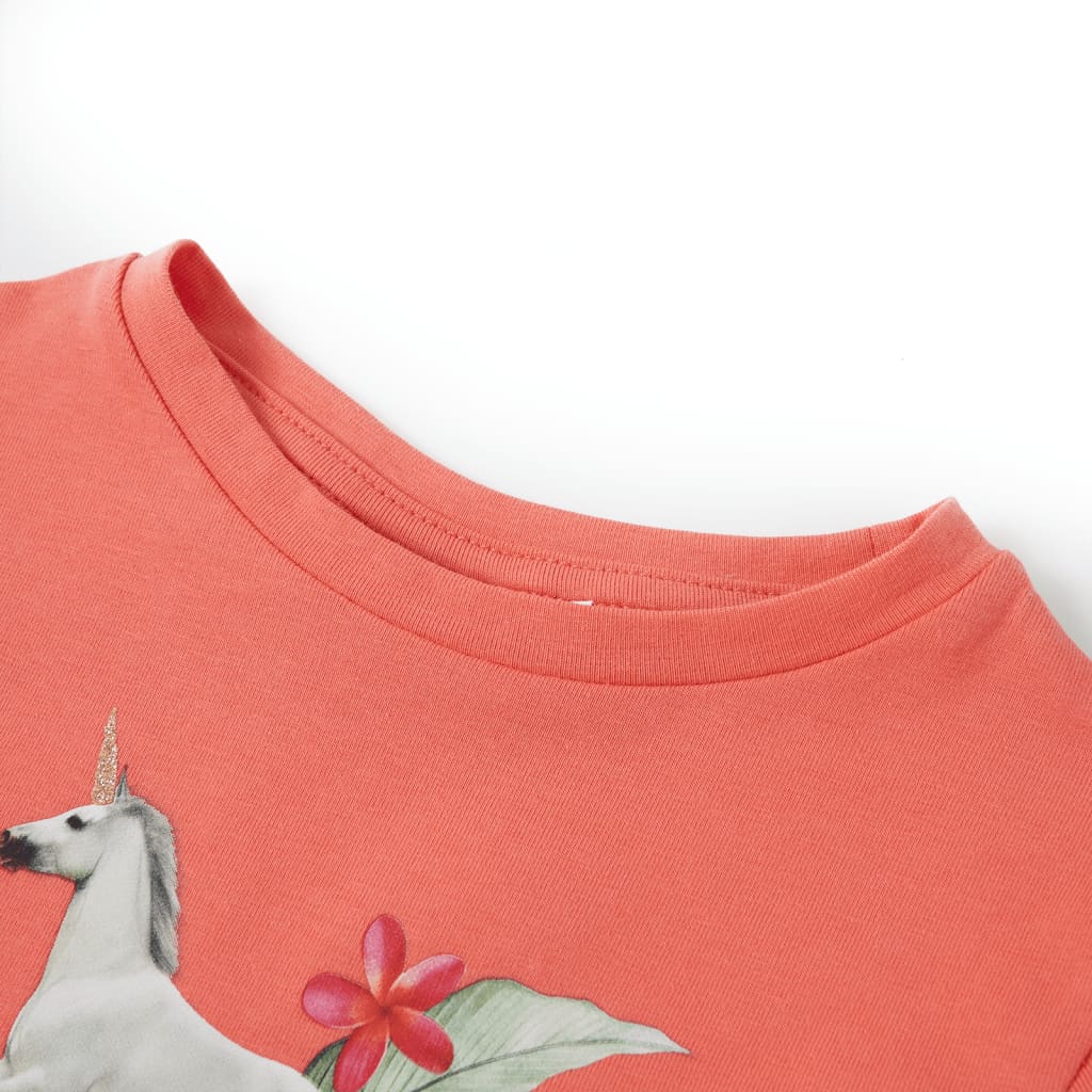 VidaXL Kindershirt met korte mouwen 128 koraalkleurig