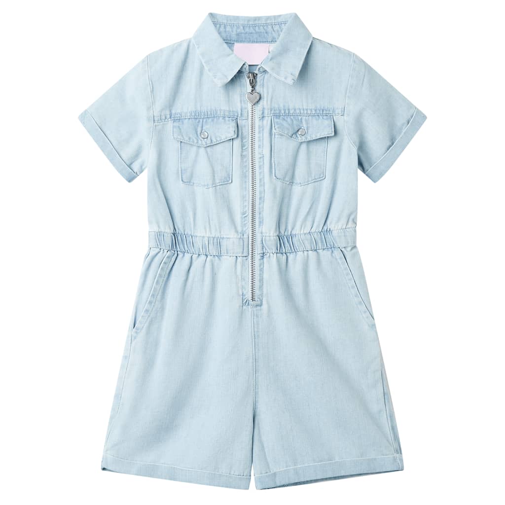 Vidaxl kinderonesie met korte mouwen 128 zachtblauw