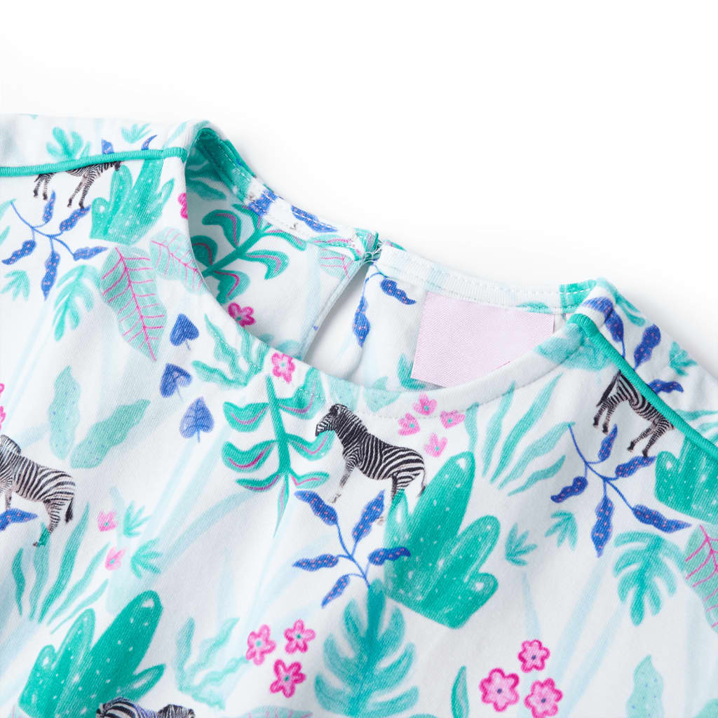 Vidaxl kinderjurk 104 ecru en donkermintkleurig