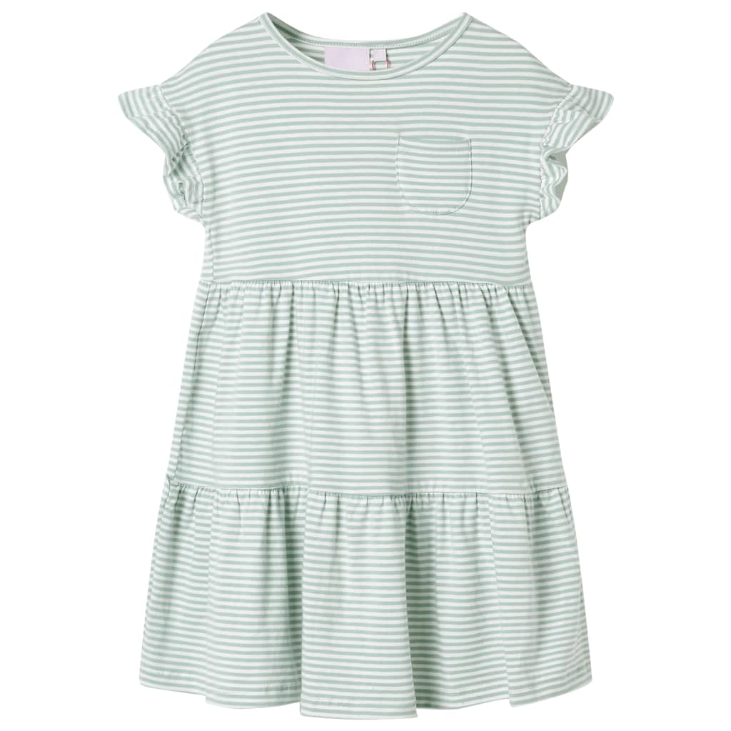 Vidaxl kinderjurk met ruches aan de mouwen 128 mintkleurig