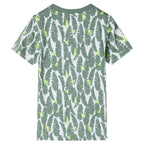 VidaXL Kindershirt 104 ecru en donkerklimopgroen