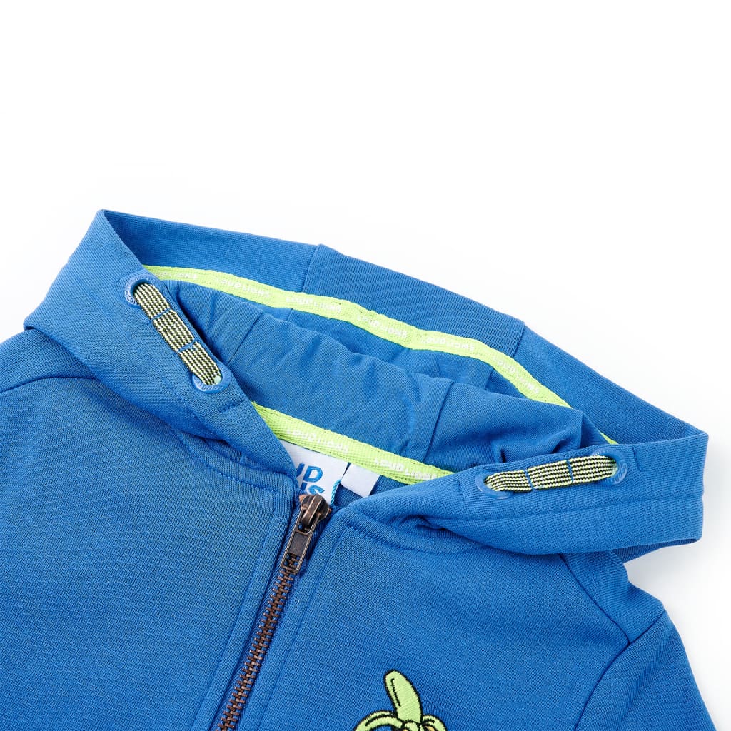Vidaxl kindervest met capuchon en rits 104 blauw