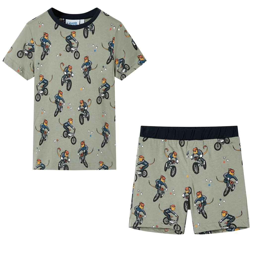 Vidaxl kinderpyjama met korte mouwen 104 lichtkaki