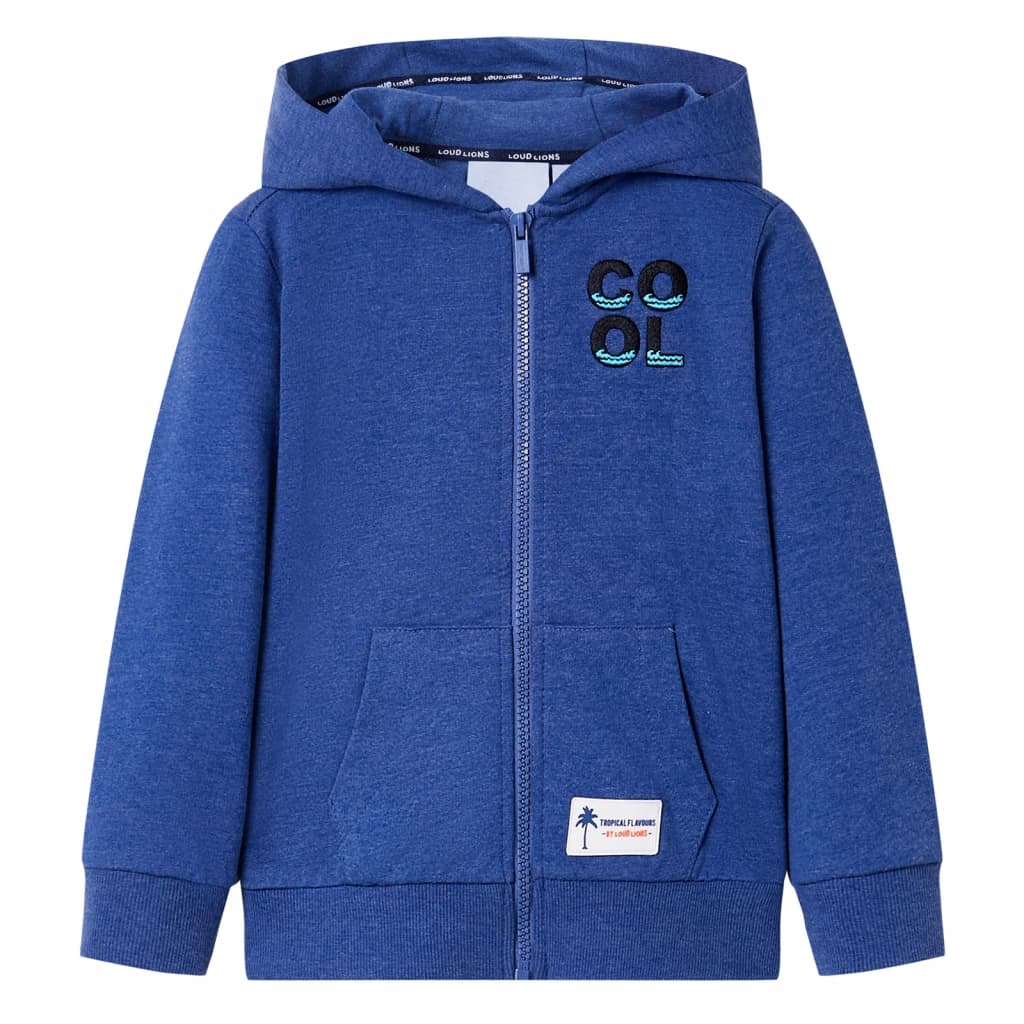Vidaxl kindervest met capuchon en rits 92 gemêleerd donkerblauw
