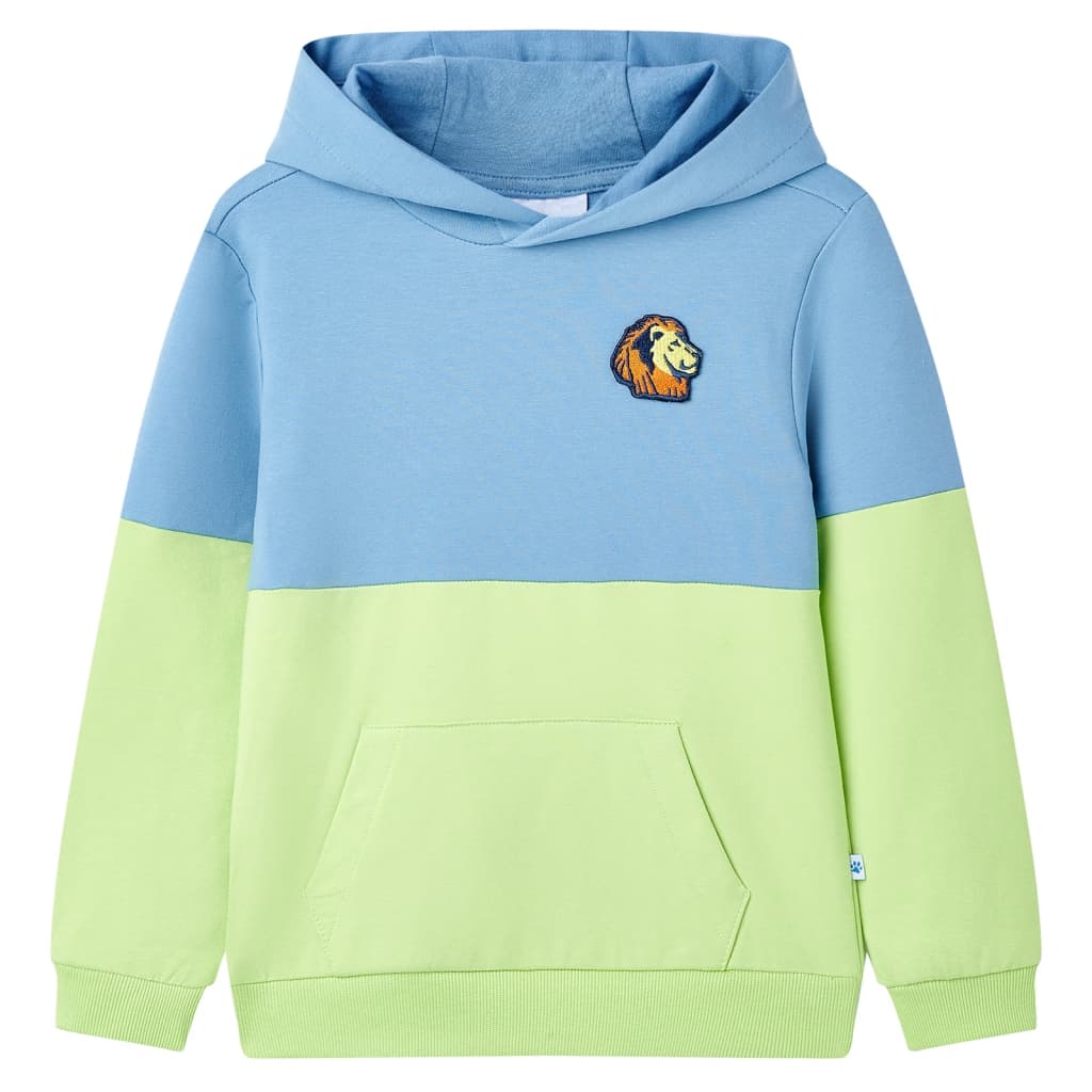 Vidaxl kindertrui met capuchon 92 blauw en zachtgeel
