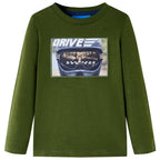 Vidaxl kindershirt met lange mouwen 116 donkerkakikleurig