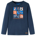 VidaXL Kindershirt met lange mouwen 128 gemêleerd marineblauw