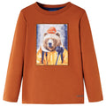 VidaXL Kindershirt met lange mouwen 92 oranjebruin