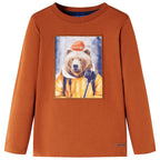 VidaXL Kindershirt met lange mouwen 92 oranjebruin