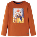 VidaXL Kindershirt met lange mouwen 104 oranjebruin