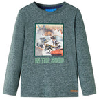 Vidaxl kindershirt met lange mouwen 116 gemêleerd donkergroen
