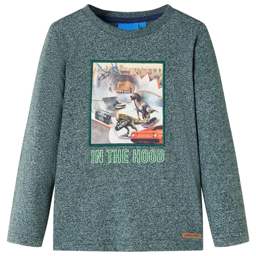 Vidaxl kindershirt met lange mouwen 116 gemêleerd donkergroen