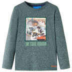 Vidaxl kindershirt met lange mouwen 140 gemêleerd donkergroen