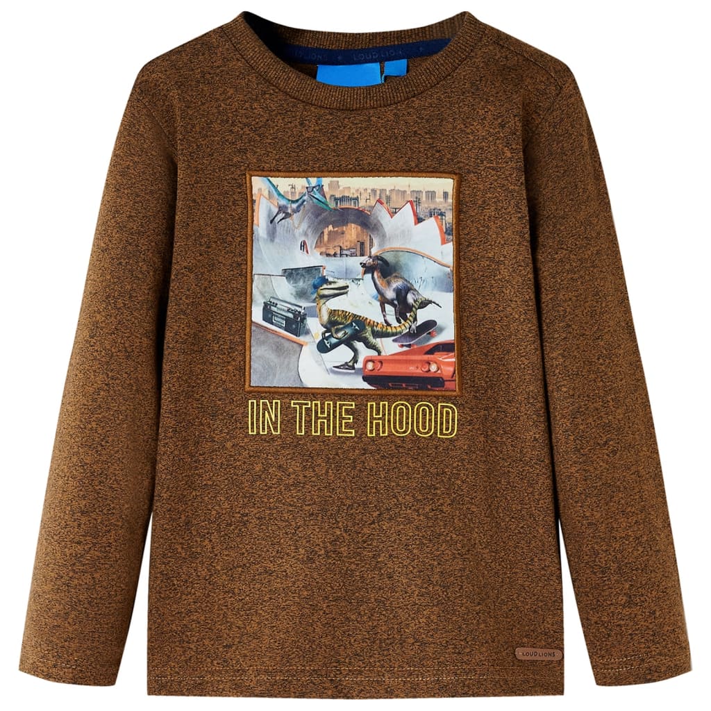 Vidaxl kindershirt met lange mouwen 104 gemêleerd cognackleur