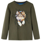 VidaXL Kindershirt met lange mouwen 104 kakikleurig