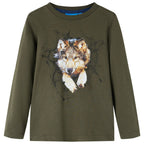 VidaXL Kindershirt met lange mouwen 116 kakikleurig