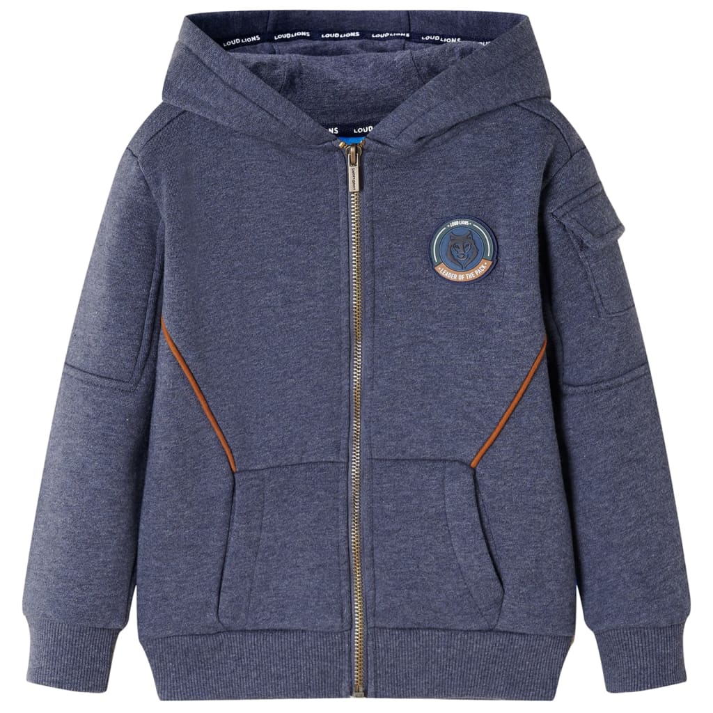 Vidaxl kindervest met capuchon en rits 92 gemêleerd donkerblauw