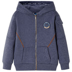 Vidaxl kindervest met capuchon en rits 104 gemêleerd donkerblauw