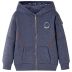 Vidaxl kindervest met capuchon en rits 128 gemêleerd donkerblauw