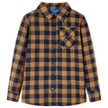 Vidaxl kinderoverhemd geruit 92 cognackleurig en blauw