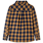 Vidaxl kinderoverhemd geruit 92 cognackleurig en blauw