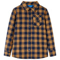 Vidaxl kinderoverhemd geruit 104 cognackleurig en blauw