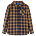 Vidaxl kinderoverhemd geruit 116 cognackleurig en blauw