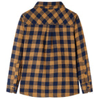 Vidaxl kinderoverhemd geruit 116 cognackleurig en blauw