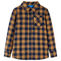 VidaXL Kinderoverhemd geruit 140 cognackleurig en blauw