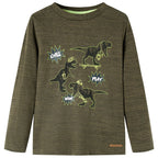 VidaXL Kindershirt met lange mouwen 140 gemêleerd kakikleurig