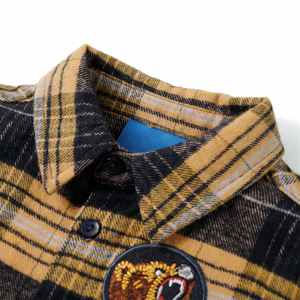 Vidaxl kindershirt geruit 116 geel en zwart