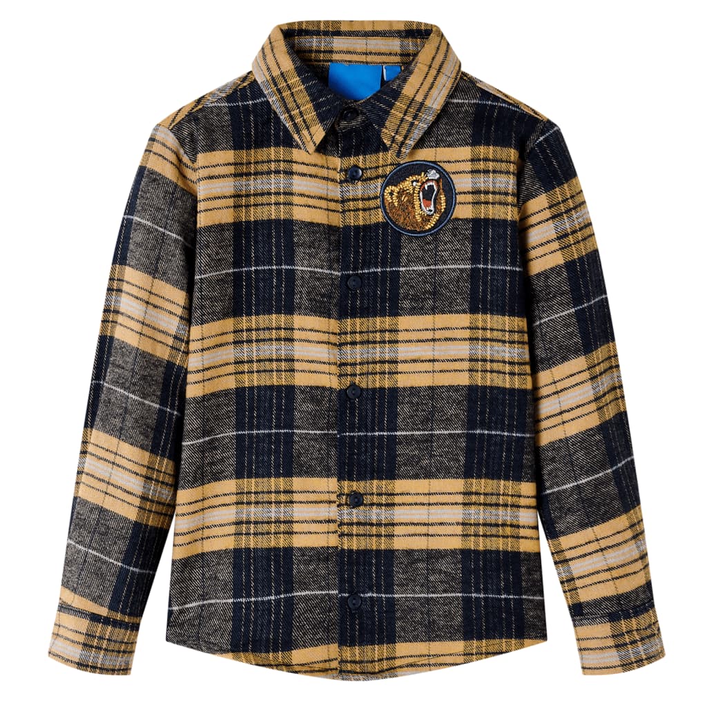 Vidaxl kindershirt geruit 128 geel en zwart