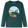 VidaXL Kindershirt met lange mouwen 140 donkergroen
