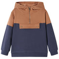 Vidaxl kindersweater met capuchon halve rits 92 antraciet- en cognackleurig