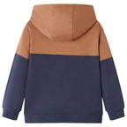 Vidaxl kindersweater met capuchon halve rits 92 antraciet- en cognackleurig