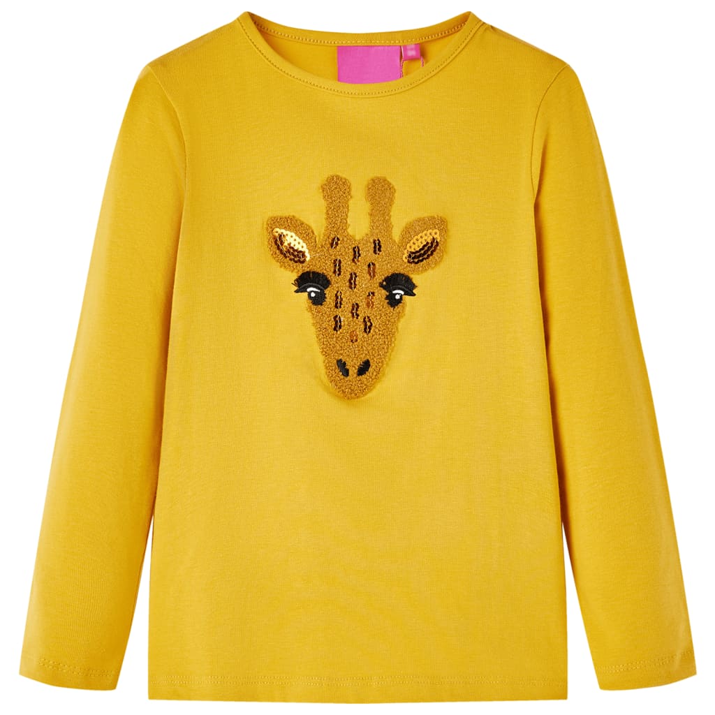 Vidaxl kindershirt met lange mouwen 128 donker okerkleurig
