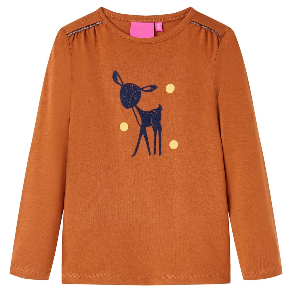 Vidaxl kindershirt met lange mouwen 104 cognackleurig