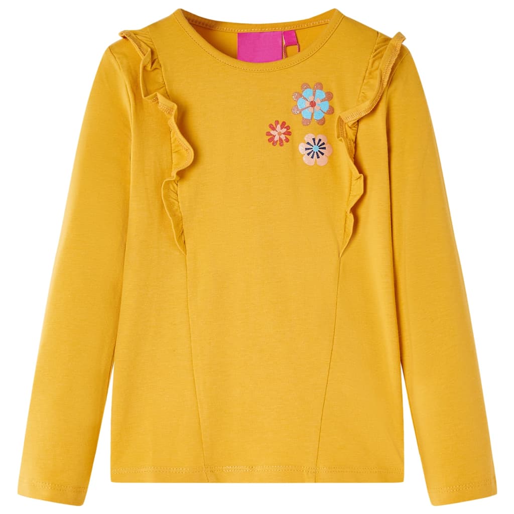 Vidaxl kindershirt met lange mouwen 140 donker donkerokerkleurig