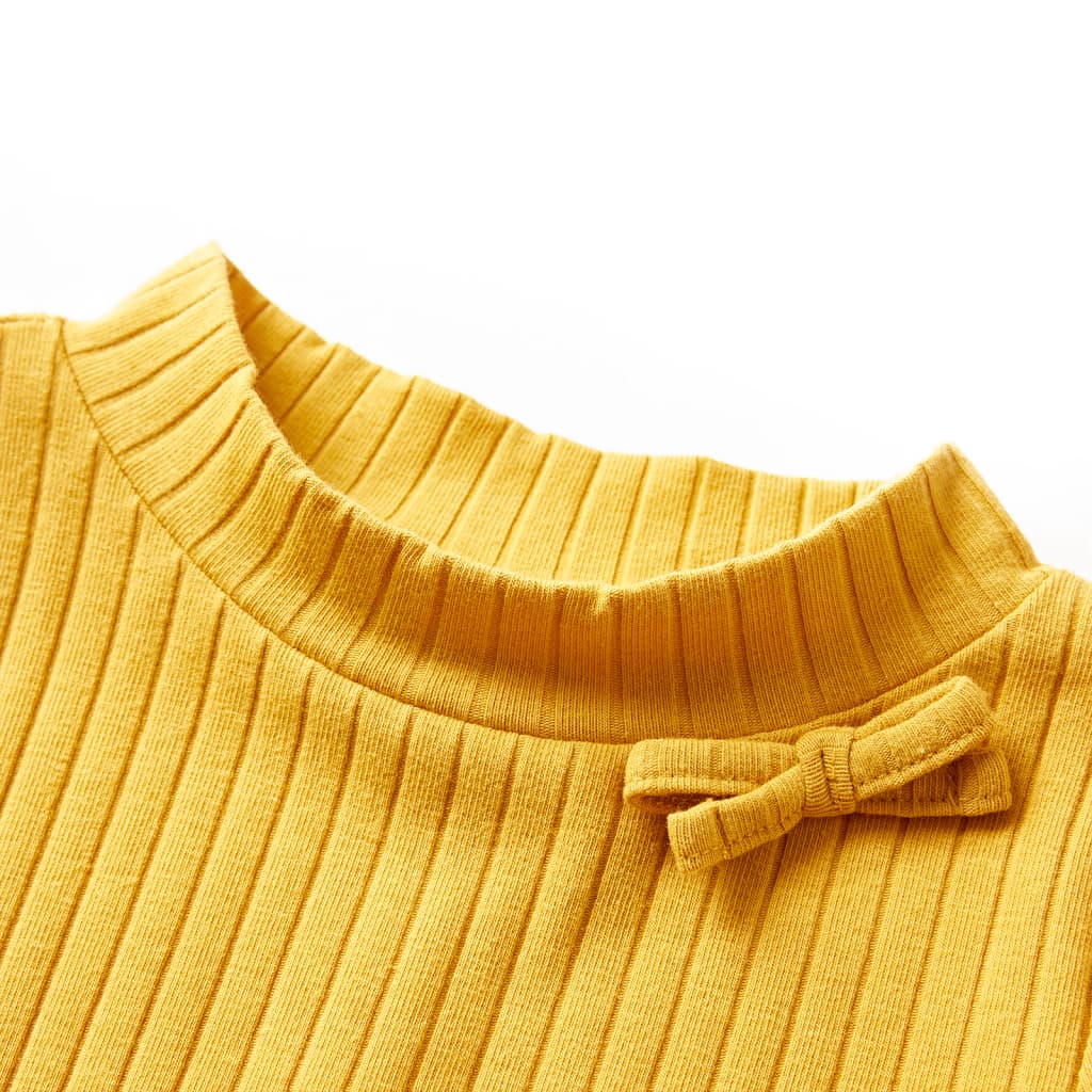Vidaxl kindershirt met lange mouwen geribd 104 donker okerkleurig