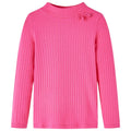 VidaXL Kindershirt met lange mouwen geribd 140 felroze