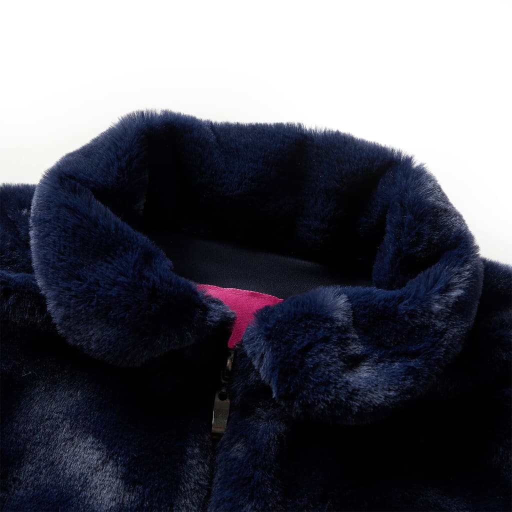 Vidaxl kinderjas 116 kunstvacht marineblauw